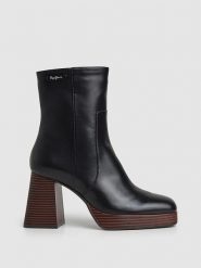 Pepe Jeans FOOTWEAR Botki "Abba Wood" w kolorze czarnym rozmiar: 40. Czarne botki damskie Pepe Jeans FOOTWEAR, z jeansu, eleganckie, bez obcasa, bez zapięcia. Za 206.42 zł.