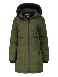 Geographical Norway Płaszcz pikowany "Atruche" w kolorze oliwkowym rozmiar: L. Brązowe płaszcze damskie Geographical Norway, l, bez wzorów, bez kaptura. Za 285.49 zł.