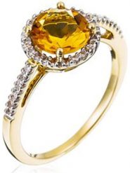 DIAMANTA Złoty pierścionek "Popi Citrine" z diamentami rozmiar: 48. Pomarańczowe pierścionki damskie DIAMANTA, z cytrynem, złote. Za 1,073.67 zł.