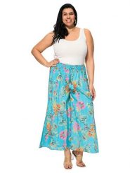 Aller Simplement Spodnie w kolorze turkusowym ze wzorem rozmiar: 50-58. Niebieskie spodnie materiałowe damskie Aller Simplement, bez wzorów, z bawełny. Za 69.99 zł.