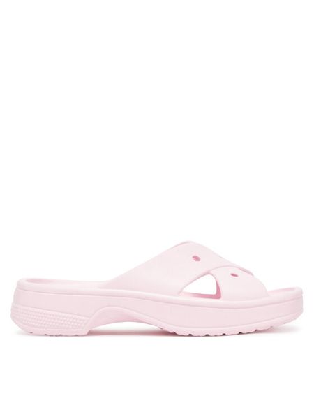 Crocs Klapki Cross Strap 210840 Różowy. Czerwone klapki damskie Crocs, bez wzorów, z tworzywa sztucznego, bez obcasa, bez zapięcia. Za 109.00 zł.