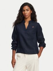 Beverly Hills Polo Club Bluzka P-SS26W-OLYMPIA Granatowy Regular Fit. Niebieskie bluzki damskie Beverly Hills Polo Club, xs, bez wzorów, ze lnu, bez kołnierzyka, bez ramiączek. Za 249.99 zł.