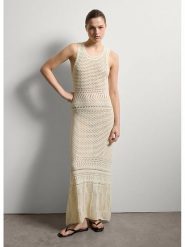 STEFANEL Sukienka w kolorze beżowym rozmiar: S. Brązowe sukienki damskie Stefanel, bez wzorów, bez ramiączek. Za 260.99 zł.