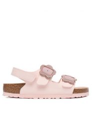 Birkenstock Sandały Milano Flower Buckle 1031654 D Różowy jasny. Czerwone sandały dziewczęce Birkenstock, ze skóry, bez obcasa, bez zapięcia. Za 369.99 zł.