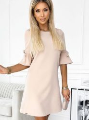Sukienka Model Neva 217-7 Beige - Numoco. Brązowe sukienki damskie NUMOCO, bez wzorów, z elastanu, bez ramiączek. Za 220.55 zł.