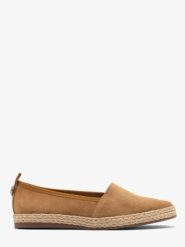 Rude espadryle damskie. Brązowe espadryle damskie Ryłko, bez wzorów, ze skóry, bez obcasa, na płaskiej podeszwie. W wyprzedaży za 229.99 zł.