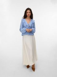 Vero Moda Bluzka w kolorze niebieskim rozmiar: S. Niebieskie bluzki damskie Vero Moda, s, bez wzorów, z wiskozy, klasyczne, bez kołnierzyka, bez ramiączek. Za 78.66 zł.