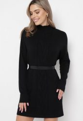 Czarny Oversizowy Sweter Golf z Wiskozą i Ozdobnym Splotem z Przodu Goyanes. Czarne golfy damskie Born2be, bez wzorów, z wiskozy, bez ramiączek. Za 99.99 zł.
