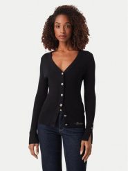Guess Kardigan W6YR11 Z0950 Czarny Slim Fit. Czarne kardigany damskie Guess, xs, z aplikacjami, z wiskozy. Za 394.99 zł.