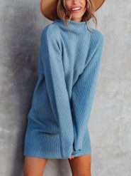 LA Angels Sukienka dzianinowa w kolorze błękitnym rozmiar: L. Niebieskie sukienki damskie LA Angels, bez wzorów, z dzianiny, bez ramiączek. Za 195.99 zł.