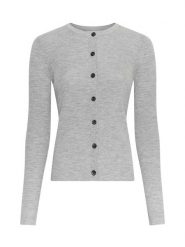 MOSS COPENHAGEN Wełniany kardigan w kolorze szarym rozmiar: S/M. Szare kardigany damskie Moss Copenhagen, m, bez wzorów, z wełny. Za 219.60 zł.