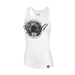Tank Top sportowy bawełniany dla dorosłych Slim Fit Pretty. Białe koszulki sportowe damskie PITBULL, xs, bez wzorów, z bawełny, bez ramiączek, na fitness i siłownię. Za 62.99 zł.