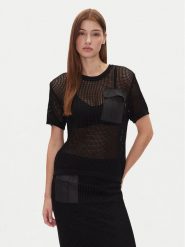 DKNY Sweter P5BSAV83 1 Czarny Regular Fit. Czarne swetry klasyczne damskie DKNY, s, z syntetyku, bez kołnierzyka. W wyprzedaży za 199.99 zł.