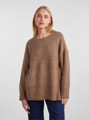 Pieces Sweter w kolorze jasnobrązowym rozmiar: XL. Brązowe swetry klasyczne damskie Pieces, xl, bez kołnierzyka. Za 136.13 zł.
