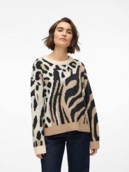 Vero Moda Sweter w kolorze jasnobrązowo-czarnym rozmiar: S. Brązowe swetry klasyczne damskie Vero Moda, s, bez kołnierzyka. Za 92.42 zł.