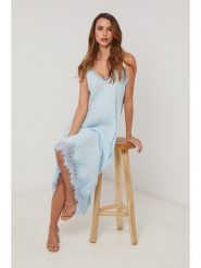Lin Passion Lniana sukienka w kolorze błękitnym rozmiar: 36/38. Niebieskie sukienki damskie Lin Passion, bez wzorów, z koronki, bez ramiączek. Za 171.95 zł.
