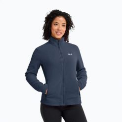 Bluza polarowa damska Jack Wolfskin Taunus 100 Full Zip. Niebieskie bluzy damskie Jack Wolfskin, s, bez wzorów, z materiału, bez kaptura. Za 239.99 zł.