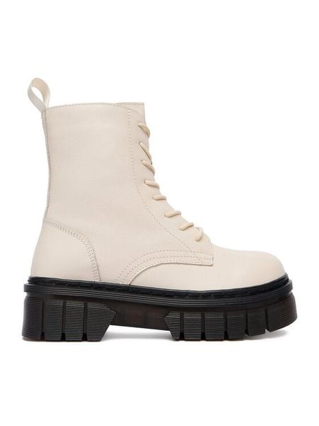 DeeZee Trzewiki 13258-2 Beżowy. Brązowe botki damskie DeeZee, ze skóry, bez obcasa, na płaskiej podeszwie, bez zapięcia. Za 299.99 zł.