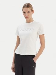 Guess T-Shirt V6RI20 J1314 Biały Regular Fit. Białe t-shirty damskie Guess, s, z aplikacjami, z bawełny, bez kołnierzyka. Za 159.99 zł.