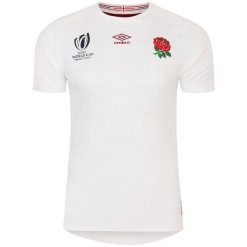 Koszulka domowa mistrzostw świata 2023 Angleterre. Białe bluzki damskie RUGBY WORLD CUP 2023, m, bez wzorów, młodzieżowe, bez kołnierzyka, bez ramiączek. Za 504.00 zł.