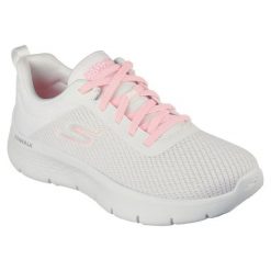 Damskie GO WALK FLEX ALANI Sneakersy Biały różowy. Białe obuwie sportowe damskie Skechers, z materiału, bez zapięcia. Za 449.99 zł.