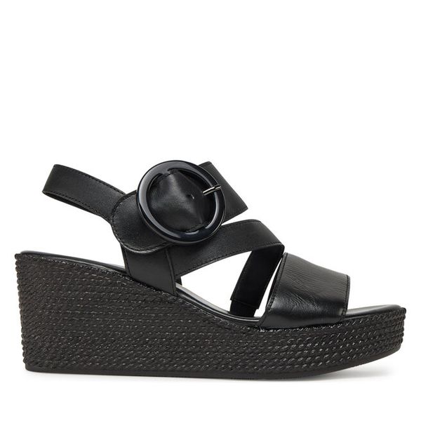 Sandały Gabor. Czarne sandały damskie Gabor, bez wzorów, bez obcasa, na koturnie, bez zapięcia. Za 649.99 zł.