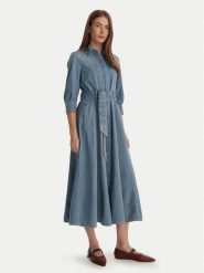 Marella Sukienka jeansowa Giambo 2613221024 Niebieski Regular Fit. Niebieskie sukienki damskie Marella, bez wzorów, z bawełny, bez ramiączek. Za 1,359.00 zł.