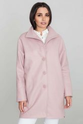 Różowy Przejściowy Płaszcz z Wysokim Kołnierzem. Czerwone płaszcze damskie Figl, l, bez wzorów, z materiału, bez kaptura. Za 369.00 zł.