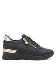Rieker Sneakersy N4305-00 Czarny. Czarne obuwie sportowe damskie Rieker, z materiału, bez zapięcia. Za 349.99 zł.