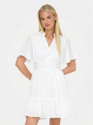 ONLY Sukienka codzienna Rarkel 15363615 Biały Regular Fit. Białe sukienki damskie Only, bez wzorów, z bawełny, bez ramiączek. Za 189.99 zł.