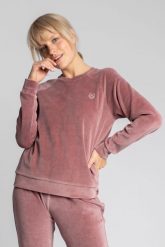 Pluszowa Bluza Haftem - Różowa. Czerwone bluzy damskie MOE, l, bez wzorów, z bawełny, bez kaptura. Za 269.90 zł.