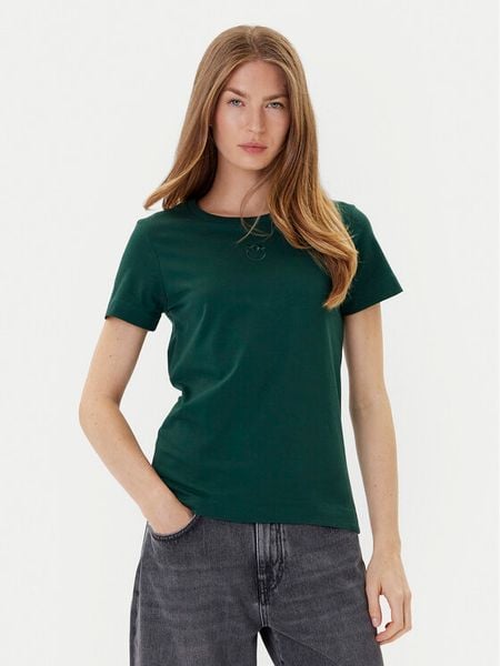 PINKO T-Shirt Bussolotto 100355 A2RD Zielony Regular Fit. Zielone t-shirty damskie Pinko, xl, bez wzorów, z bawełny, bez kołnierzyka. Za 249.99 zł.