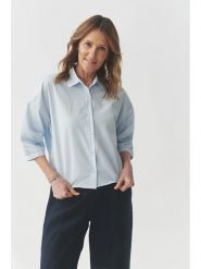 TATUUM Bluzka w kolorze błękitnym rozmiar: 38. Niebieskie bluzki damskie TATUUM, bez wzorów, z bawełny, bez kołnierzyka, bez ramiączek. Za 162.11 zł.