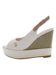 U.S. Polo Assn. Sandały w kolorze białym na koturnie rozmiar: 38. Białe sandały damskie U.S. Polo Assn., bez wzorów, z otwartym noskiem, bez obcasa, na koturnie, bez zapięcia. Za 217.99 zł.