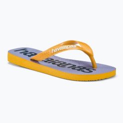 Japonki Havaianas Top Logomania 2. Fioletowe klapki damskie Havaianas, bez wzorów, bez obcasa, bez zapięcia. Za 119.99 zł.