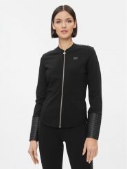 EA7 Emporio Armani Bluza 6RTM32 TJRLZ 1200 Czarny Regular Fit. Czarne bluzy damskie EA7 Emporio Armani, s, bez wzorów, z wiskozy, bez kaptura. Za 409.99 zł.