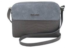 Stylowa torebka crossbody trzykomorowa - Szara ciemna. Szare torebki klasyczne damskie Barberinis, ze skóry, duże, zamszowe, bez dodatków. Za 266.99 zł.