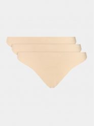 Hugo Komplet 3 par stringów 50492489 Beżowy. Brązowe komplety bielizny Hugo, bez wzorów, z syntetyku. Za 139.99 zł.