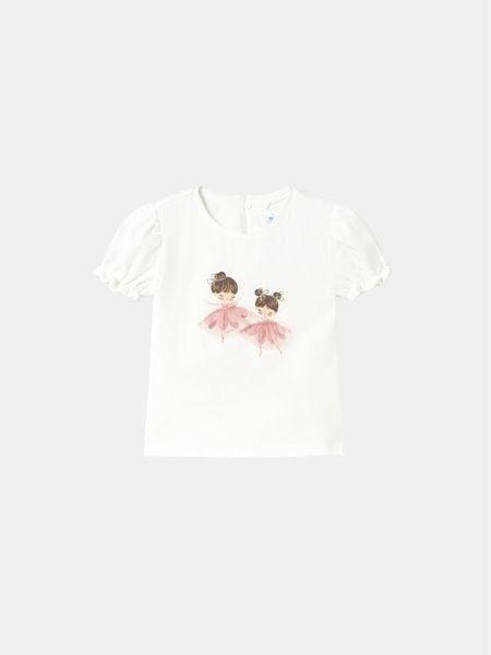 Mayoral T-Shirt 1041 Écru Regular Fit. Koszulki i t-shirty dziewczęce Mayoral, bez wzorów, z bawełny, bez kołnierzyka, bez ramiączek. Za 59.99 zł.