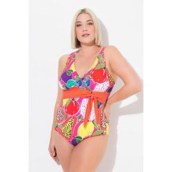 Damski Strój kąpielowy owoce kopertowy styl miękkie miseczki. Czerwone stroje jednoczęściowe Ulla Popken, bez wzorów, z elastanu. Za 244.99 zł.
