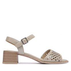 Sandały Caprice. Szare sandały damskie Caprice, bez wzorów, bez obcasa, na słupku, bez zapięcia. Za 329.99 zł.