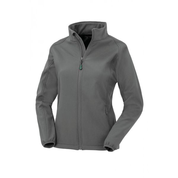 Damska kurtka z recyklingu Result Softshell. Szare kurtki damskie RESULT, bez wzorów, z softshellu, bez kaptura. Za 161.50 zł.