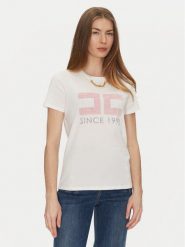 Elisabetta Franchi T-Shirt MA-033-51E2-V180 Biały Regular Fit. Białe t-shirty damskie Elisabetta Franchi, bez wzorów, z bawełny, bez kołnierzyka. Za 449.99 zł.