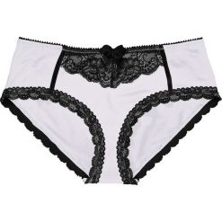 Figi "panty" bonprix ecru-czarny. Białe bokserki damskie bonprix, w koronkowe wzory, z koronki. Za 34.99 zł.