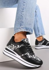 Czarne Sznurowane Sneakersy na Grubej Podeszwie przed Kostkę Tiala. Czarne obuwie sportowe damskie Renee, przed kostkę, bez zapięcia. Za 59.99 zł.