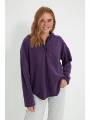 Trendyol Bluza w kolorze fioletowym rozmiar: L. Różowe bluzy damskie Trendyol, l, bez wzorów, z kapturem. Za 65.99 zł.