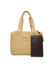 Calvin Klein Torebka Bold Ck Raffia Medium Tote LV04F3447G Brązowy. Brązowe torebki klasyczne damskie Calvin Klein, z syntetyku, bez dodatków. Za 569.99 zł.