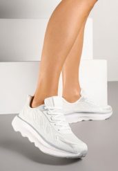 Białe Sneakersy na Piankowej Podeszwie z Geometrycznymi Zdobieniami Uliolisa. Białe obuwie sportowe damskie Born2be, z jeansu, bez zapięcia. Za 89.99 zł.