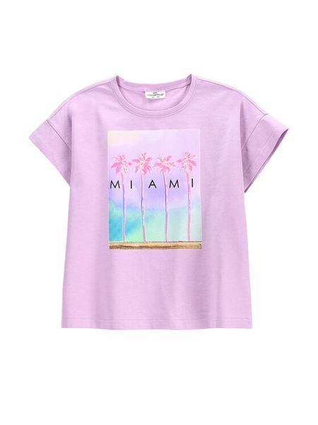 Coccodrillo T-Shirt WC5143205IGJ Fioletowy Regular Fit. Fioletowe koszulki i t-shirty dziewczęce COCCODRILLO, z aplikacjami, z bawełny, bez kołnierzyka, bez ramiączek. Za 29.99 zł.