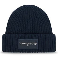 Czapka Tommy Jeans. Niebieskie czapki damskie Tommy Jeans, na zimę, bez wzorów, z jeansu. Za 199.99 zł.